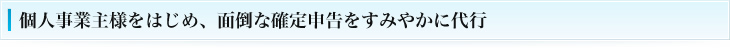 個人事業主様をはじめ、面倒な確定申告をすみやかに代行